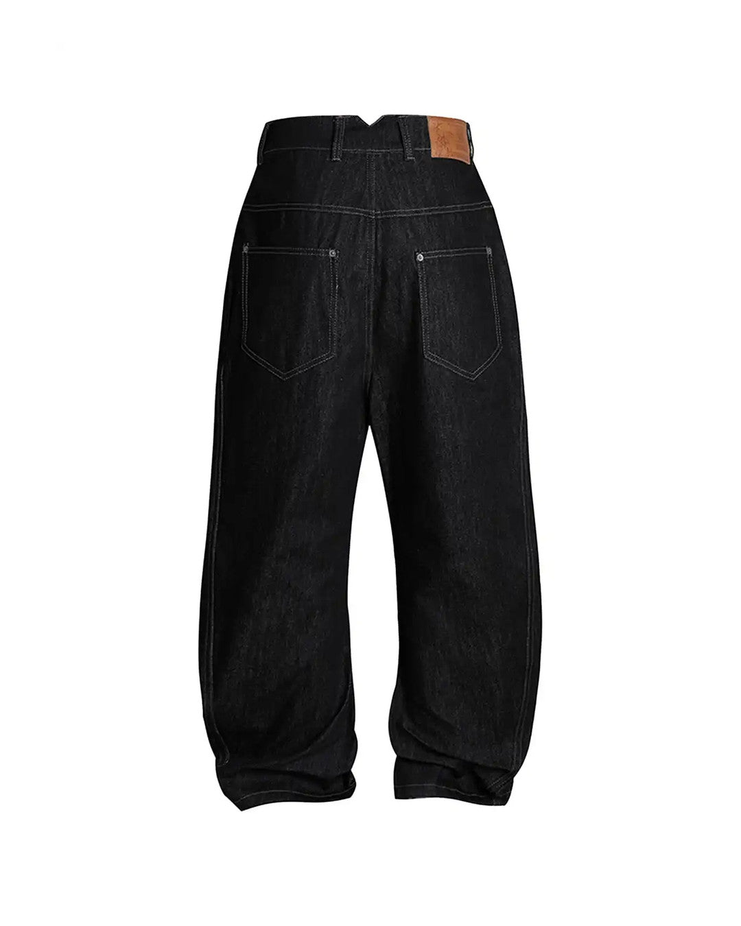 Asymmetric Button Curved-Leg Jeans worn on model, image 06