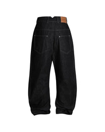 Asymmetric Button Curved-Leg Jeans worn on model, image 06