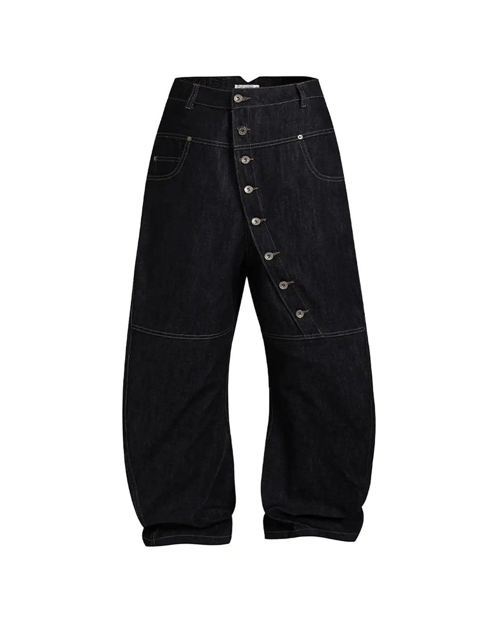 Asymmetric Button Curved-Leg Jeans product view