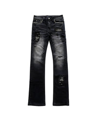 PAIKI | Studded Distressed Flared Jeans