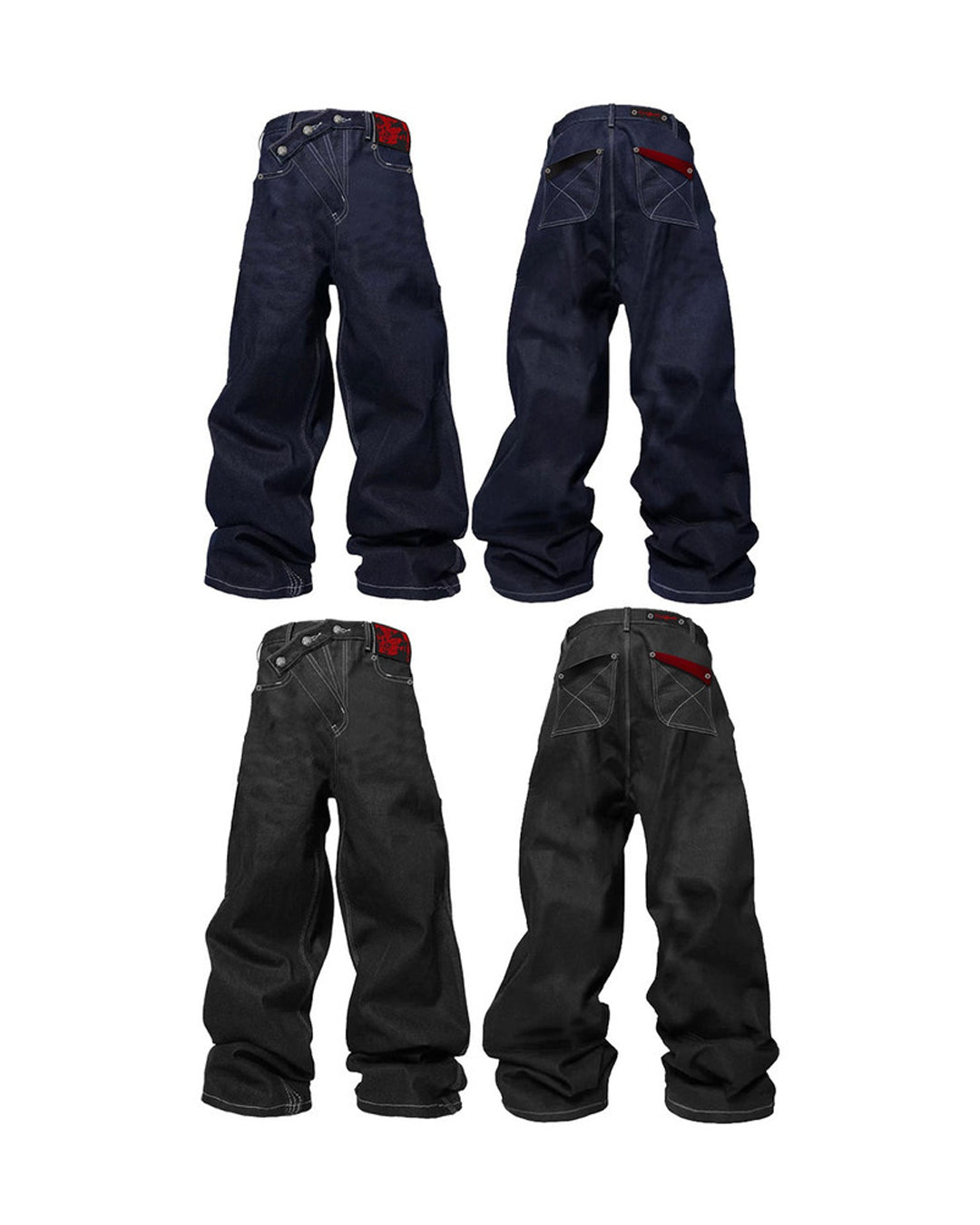 Triple-Button Baggy Jeans worn on model, image 01