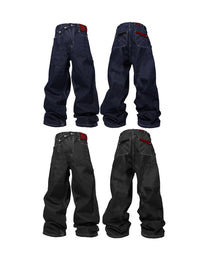 Triple-Button Baggy Jeans worn on model, image 01