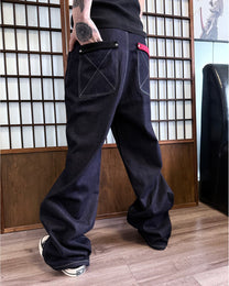 Triple-Button Baggy Jeans worn on model, image 03
