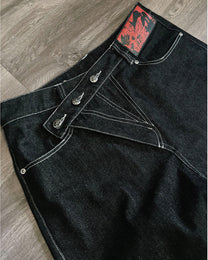 Triple-Button Baggy Jeans worn on model, image 06