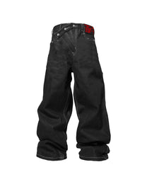 Triple-Button Baggy Jeans, Black view on white background