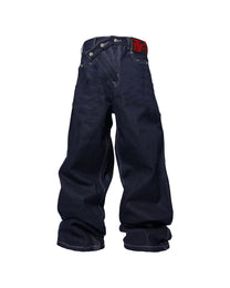 Triple-Button Baggy Jeans, Blue view on white background