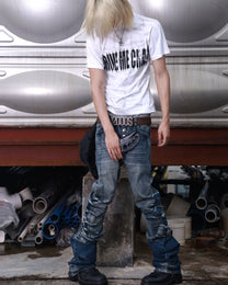 Cracked Wash Curved-Leg Jeans worn on model, image 01