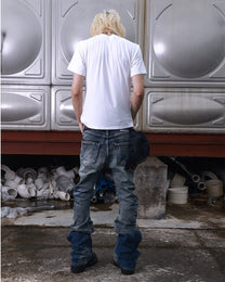Cracked Wash Curved-Leg Jeans worn on model, image 06