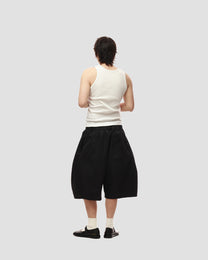 Coated Double-Pleat Wide Shorts worn on model, image 05