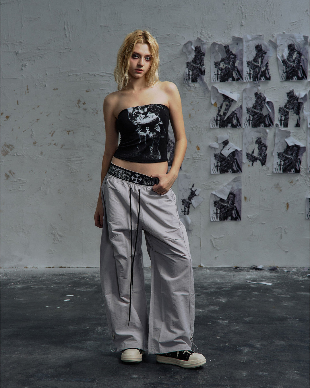 Double-Waist Parachute Pants worn on model, image 02