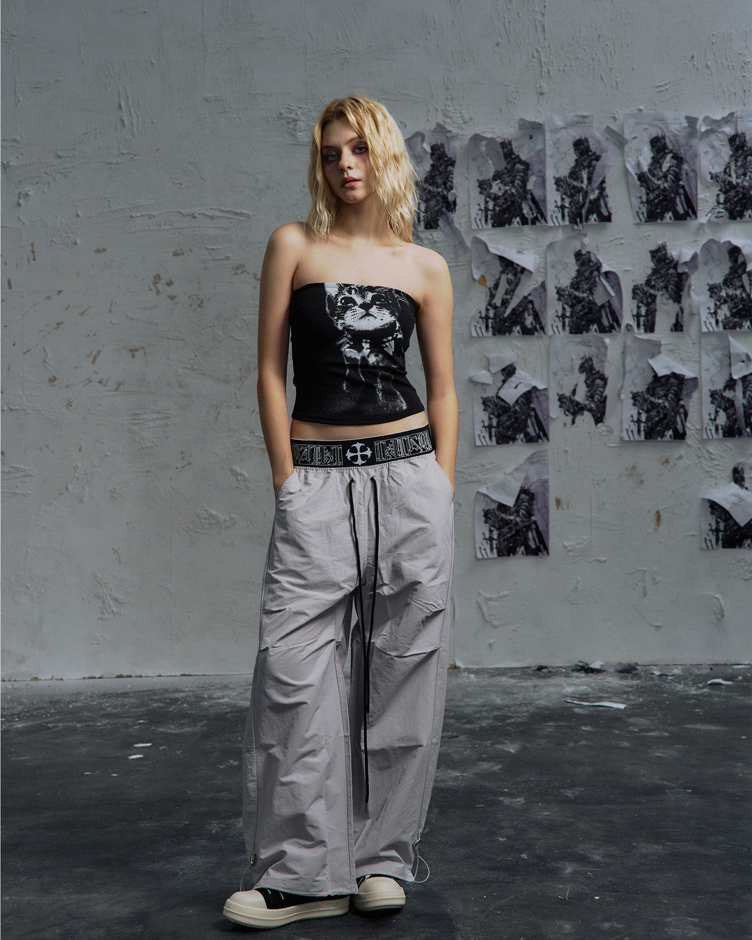 Double-Waist Parachute Pants worn on model, image 03