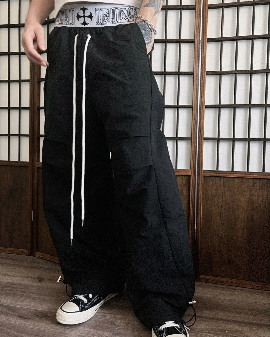 Double-Waist Parachute Pants worn on model, image 07