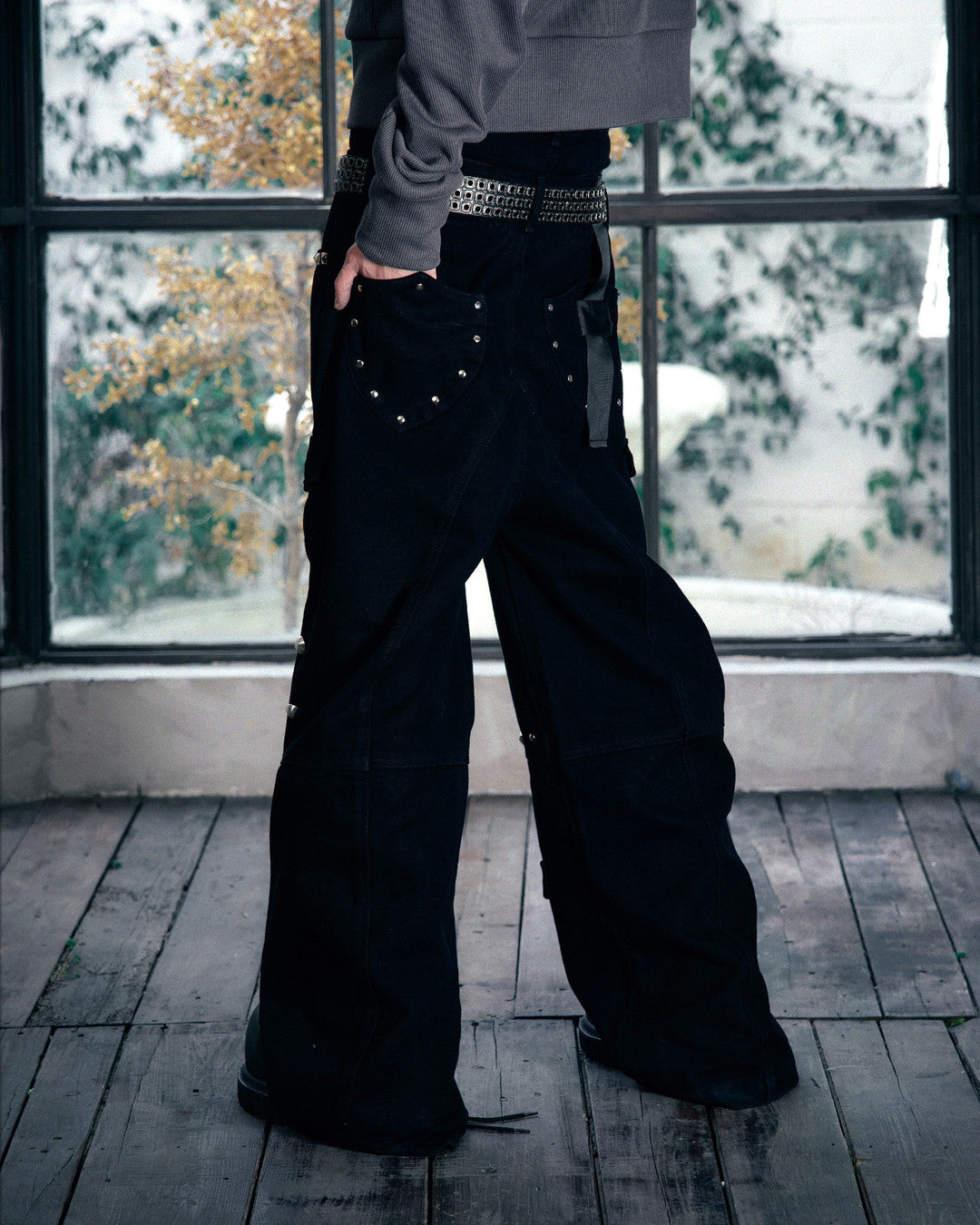 Studded Multi-Pocket Cargo Pants worn on model, image 04