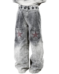 Music Note Mud-Wash Wide-Leg Pants worn on model, image 06