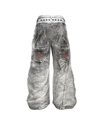 Music Note Mud-Wash Wide-Leg Pants worn on model, image 07