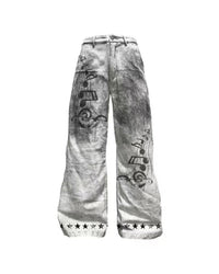 DETW | Music Note Mud-Wash Wide-Leg Pants