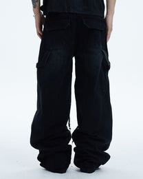 Gem-Studded Distressed Baggy Jeans worn on model, image 02
