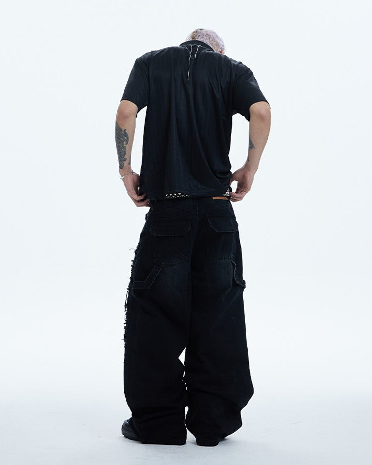 Gem-Studded Distressed Baggy Jeans worn on model, image 06