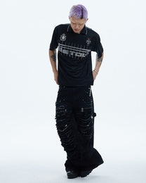 Gem-Studded Distressed Baggy Jeans worn on model, image 07