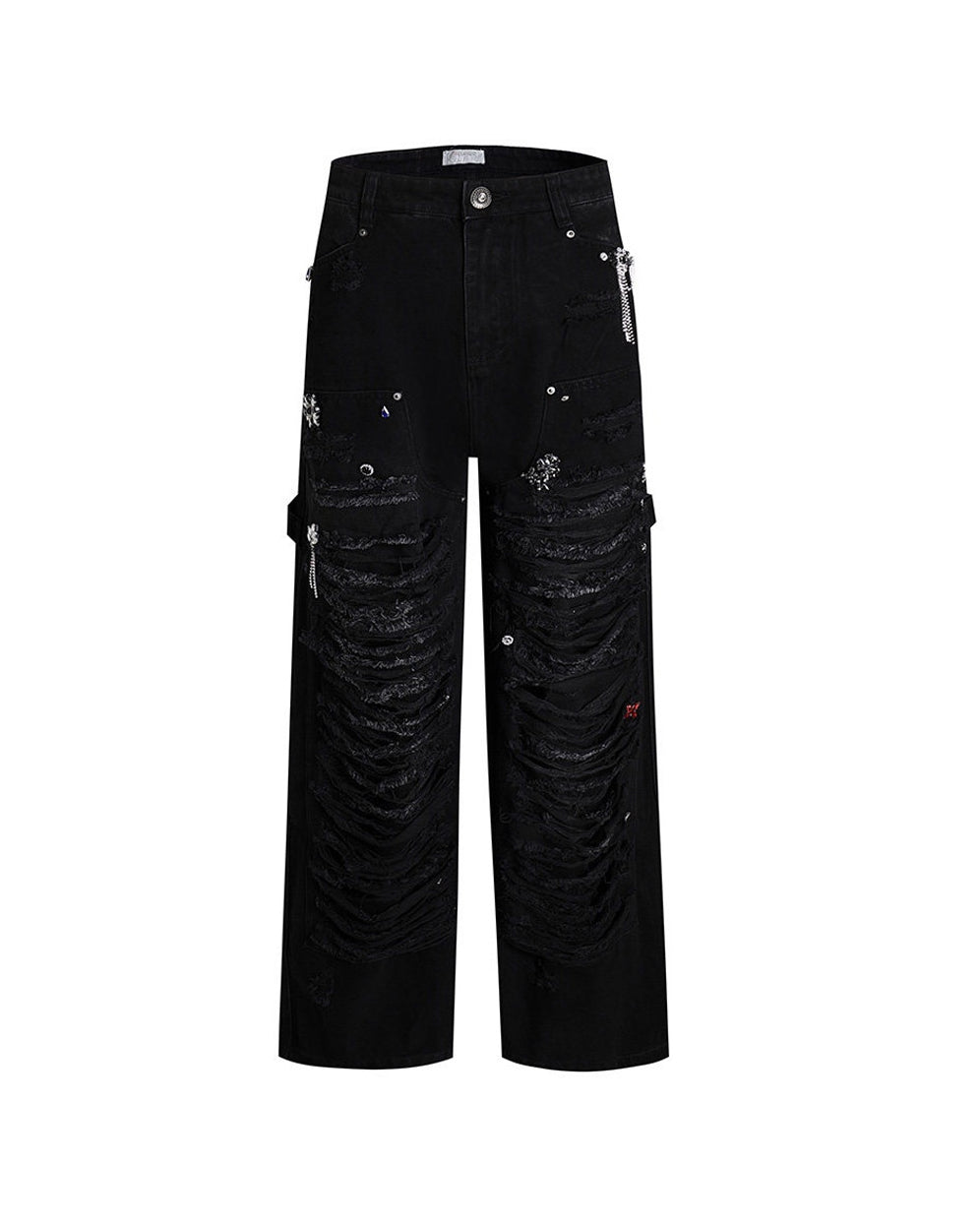 Gem-Studded Distressed Baggy Jeans product view