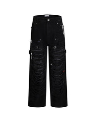 DND4DES | Gem-Studded Distressed Baggy Jeans