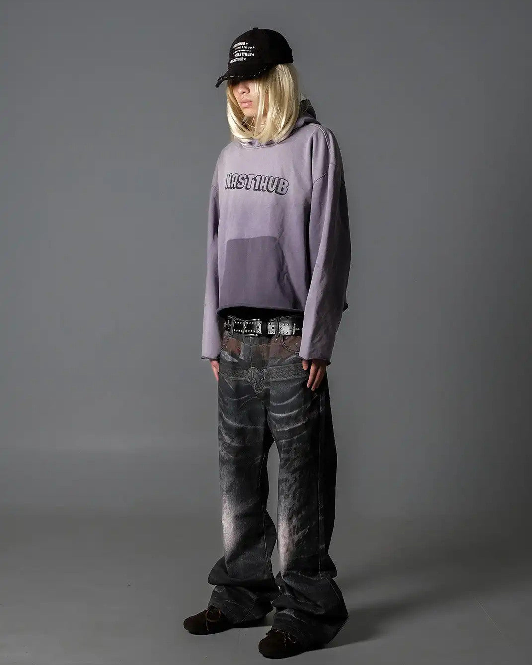 Trompe-l'Oeil Leopard Flared Jeans worn on model, image 03
