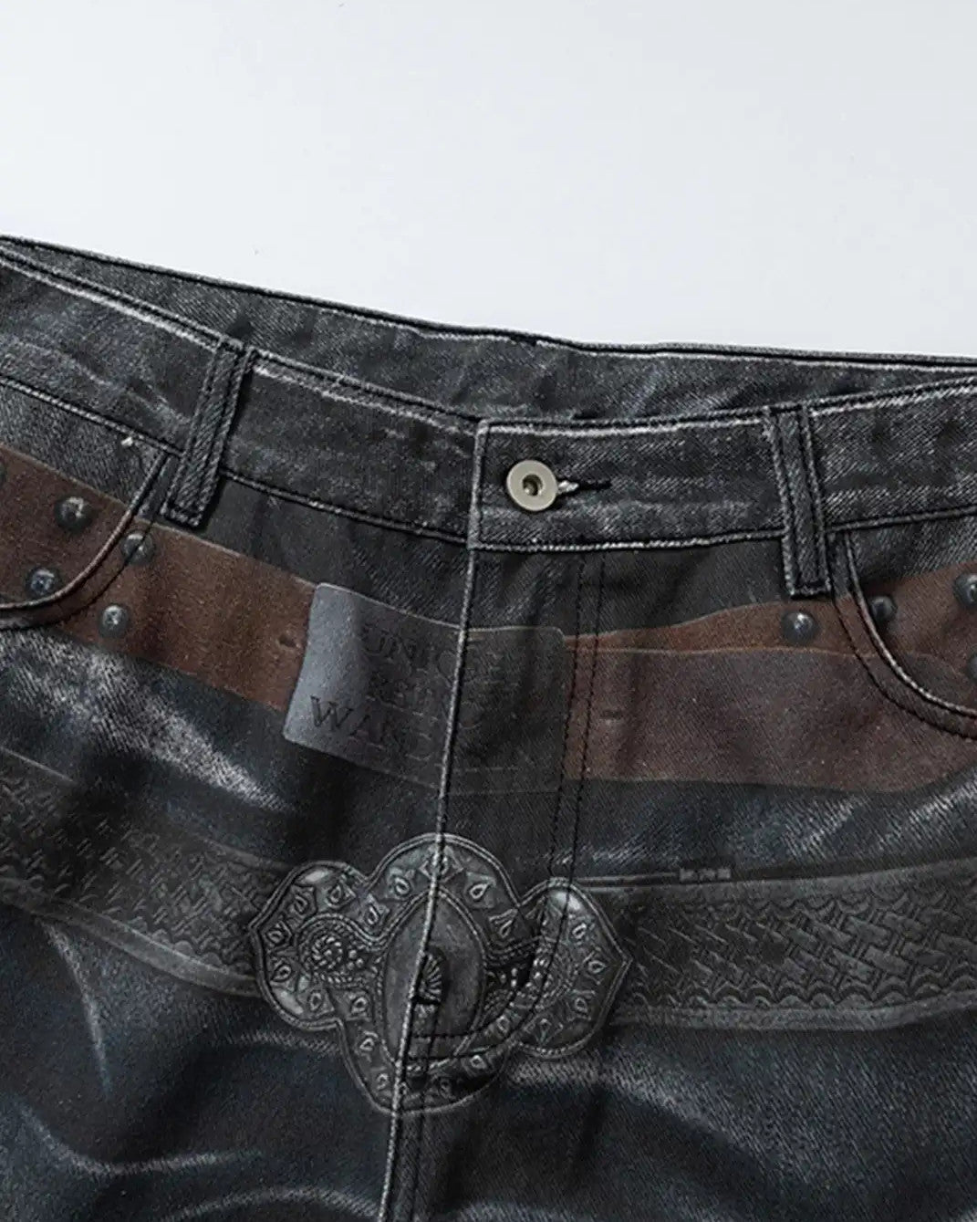 Trompe-l'Oeil Leopard Flared Jeans worn on model, image 07