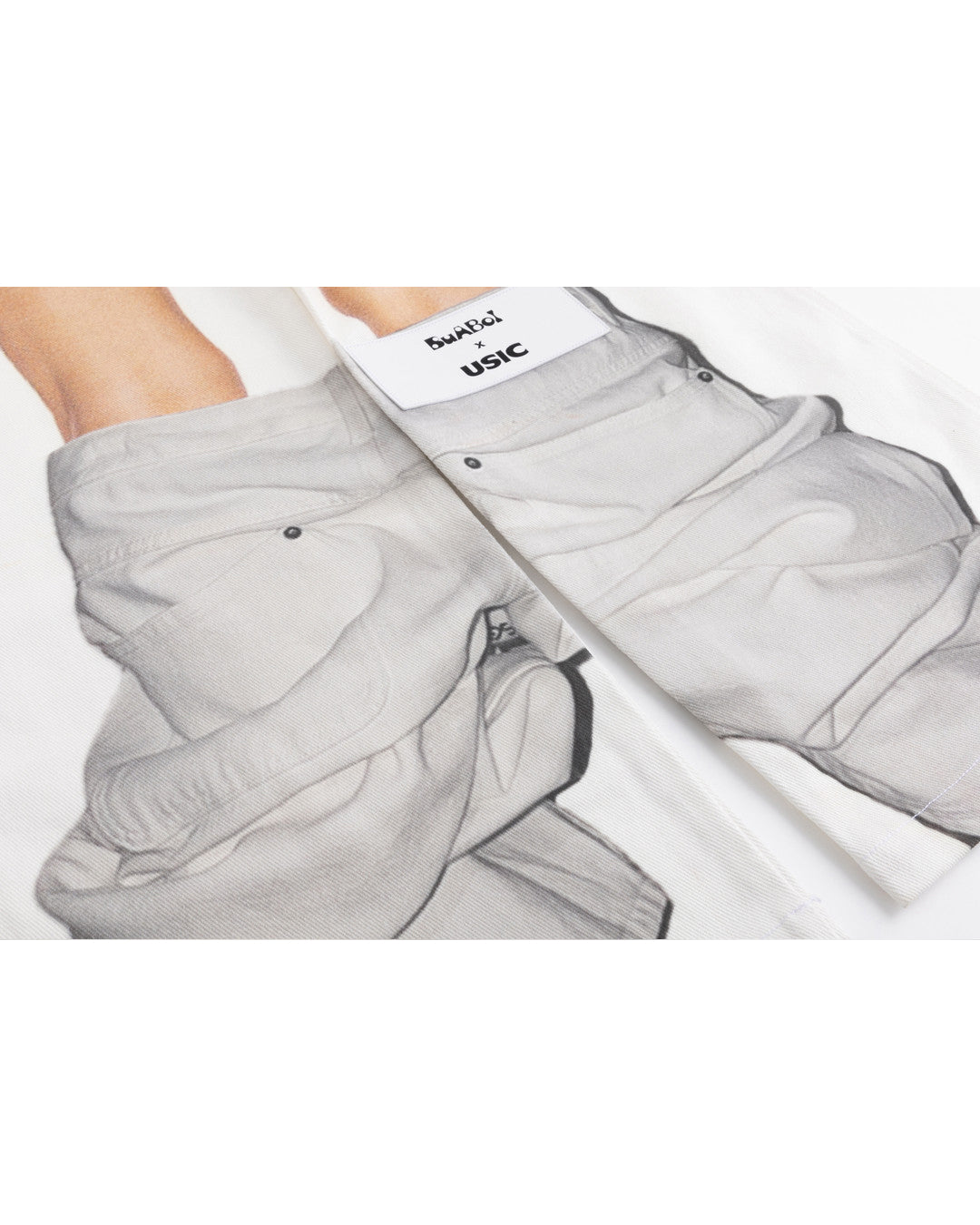 Trompe-l'Oeil Figure Print Pants worn on model, image 04