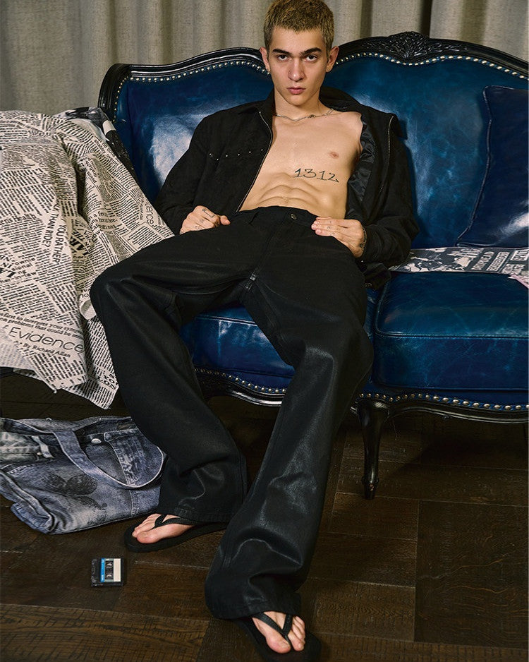 Hand-Waxed Bootcut Jeans worn on model, image 04