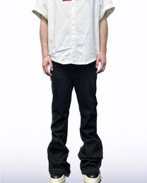 Pressed-Crease Stacked Flare Jeans worn on model, image 01