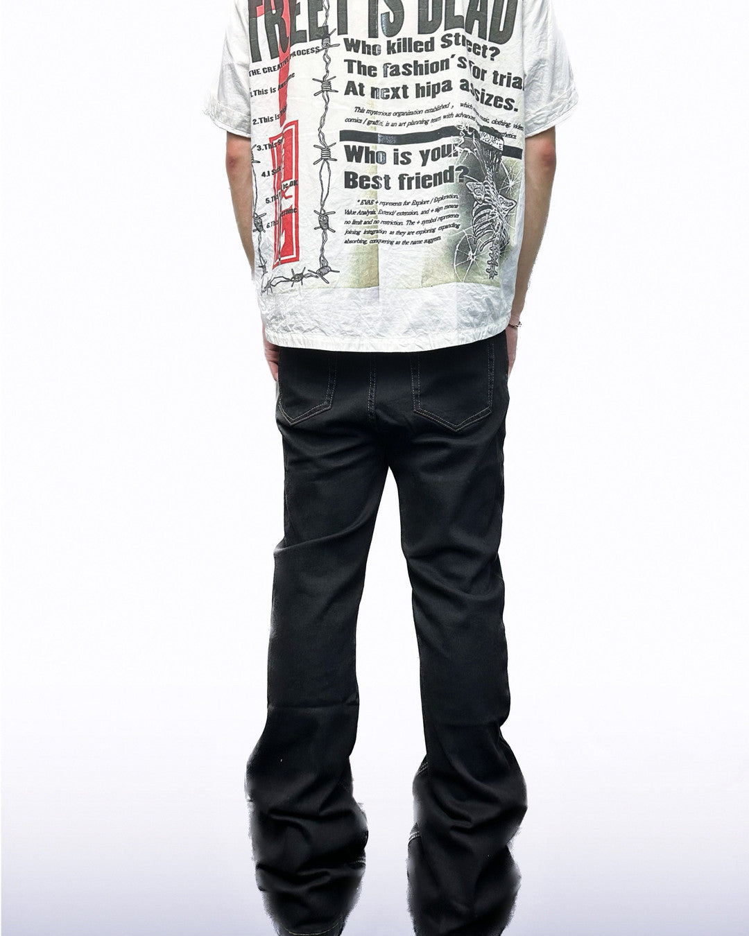Pressed-Crease Stacked Flare Jeans worn on model, image 03