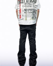Pressed-Crease Stacked Flare Jeans worn on model, image 03