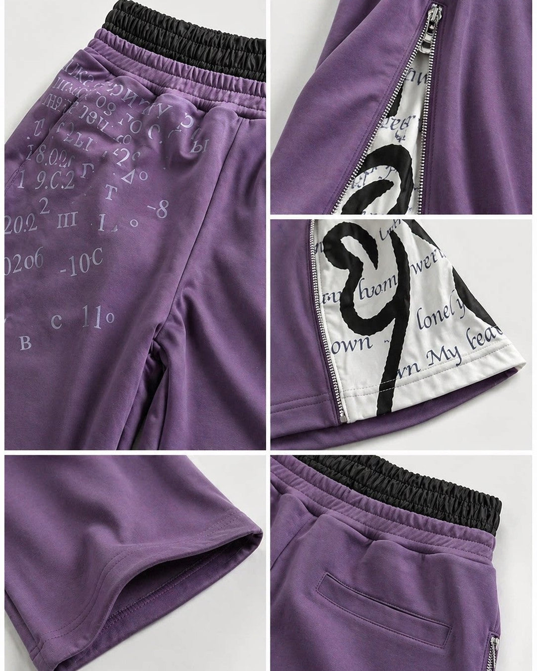 Data-Graphic Zip Panel Sweatpants worn on model, image 03