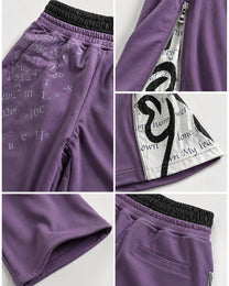Data-Graphic Zip Panel Sweatpants worn on model, image 03