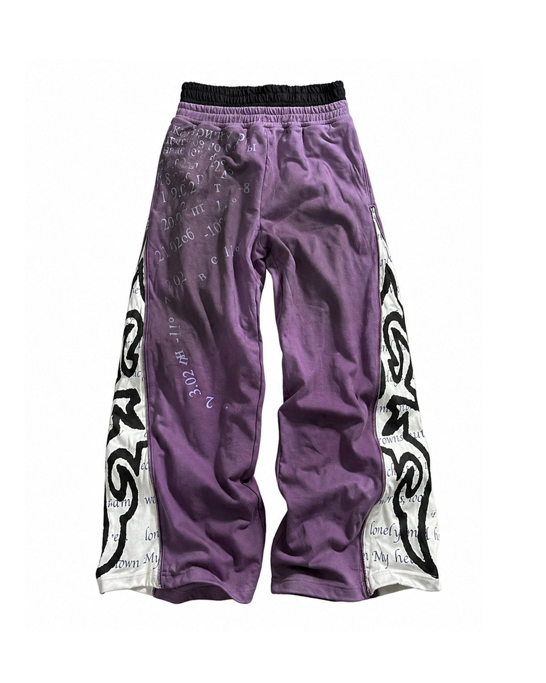 Data-Graphic Zip Panel Sweatpants, Purple view on white background