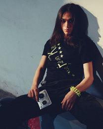 PAIKI | Diagonal Slogan &amp; Star Graphic T-Shirt styled product image 10