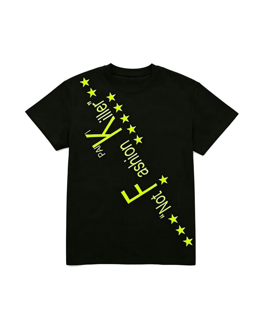 PAIKI | Diagonal Slogan &amp; Star Graphic T-Shirt - Black product image