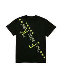 PAIKI | Diagonal Slogan &amp; Star Graphic T-Shirt - Black product image