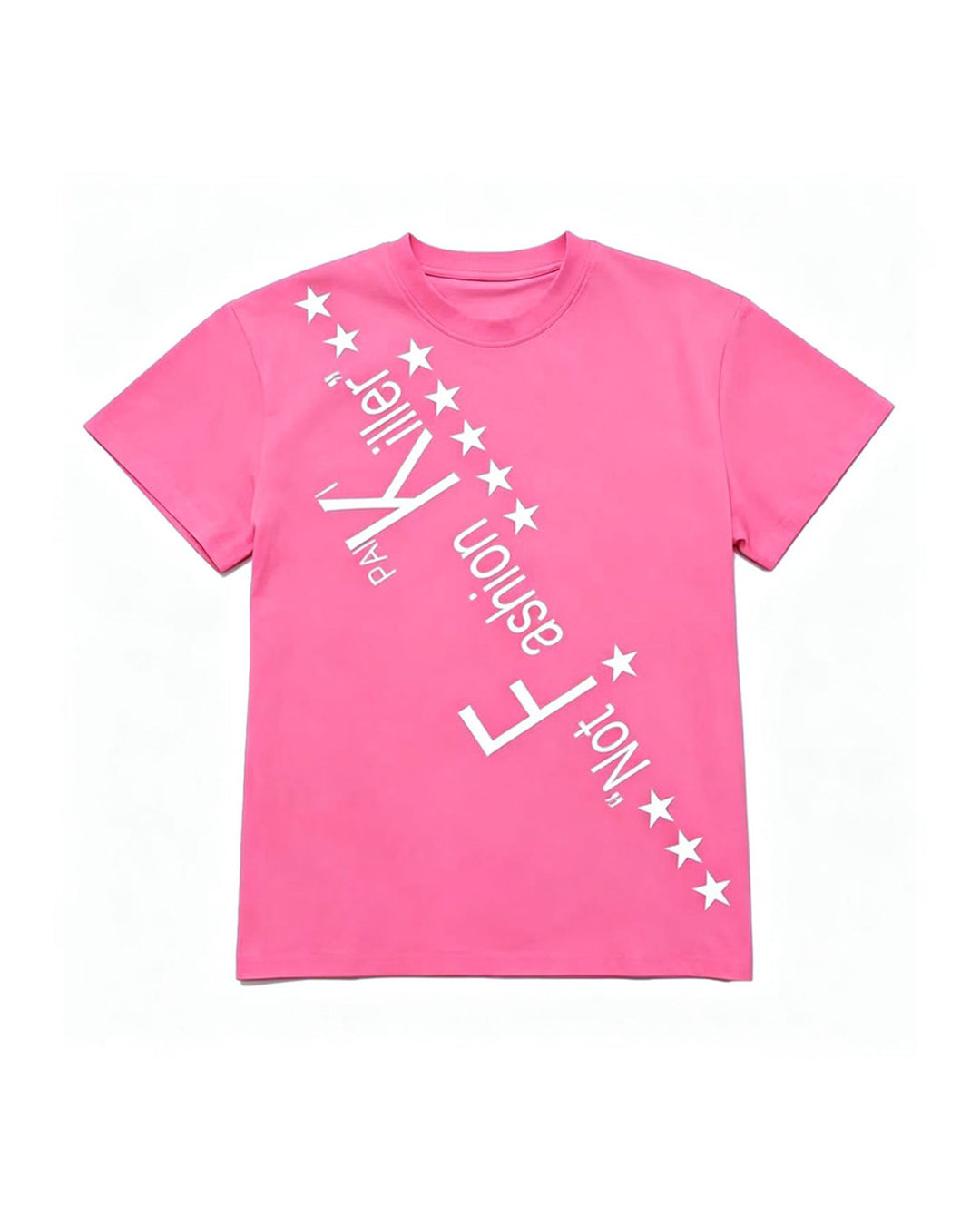 PAIKI | Diagonal Slogan &amp; Star Graphic T-Shirt - Fuchsia product image