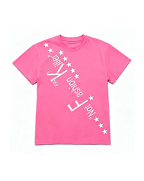 PAIKI | Diagonal Slogan &amp; Star Graphic T-Shirt - Fuchsia product image