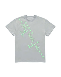 PAIKI | Diagonal Slogan &amp; Star Graphic T-Shirt - Gray product image