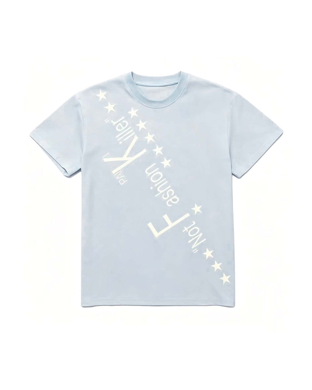 PAIKI | Diagonal Slogan &amp; Star Graphic T-Shirt - Light Blue product image