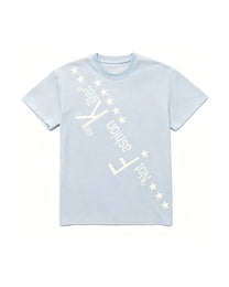 PAIKI | Diagonal Slogan &amp; Star Graphic T-Shirt - Light Blue product image