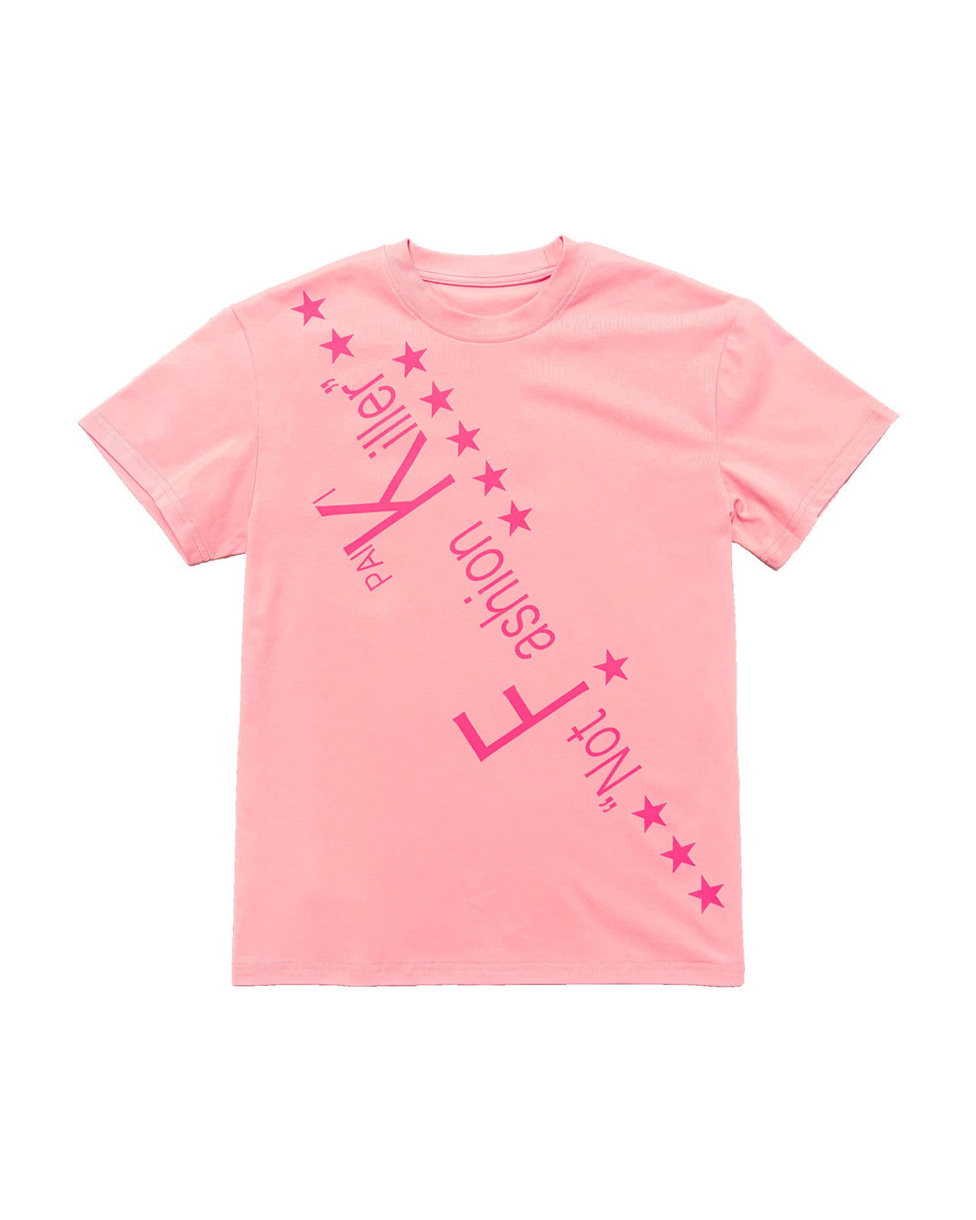 PAIKI | Diagonal Slogan &amp; Star Graphic T-Shirt - Pink product image