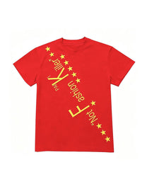 PAIKI | Diagonal Slogan &amp; Star Graphic T-Shirt - Red product image