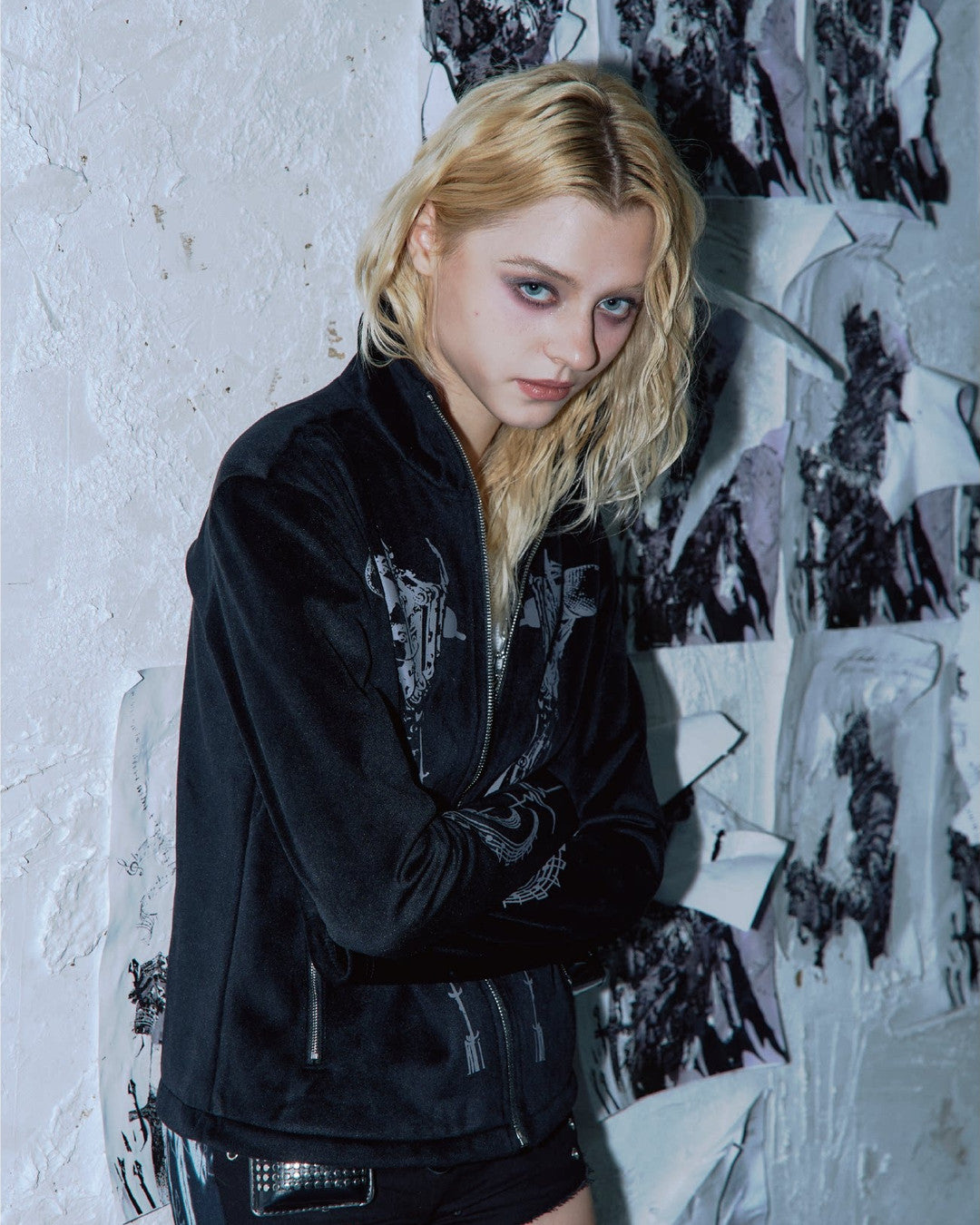 PAIKI | Skeleton Singer Flared-Cuff Zip Jacket styled product image 06