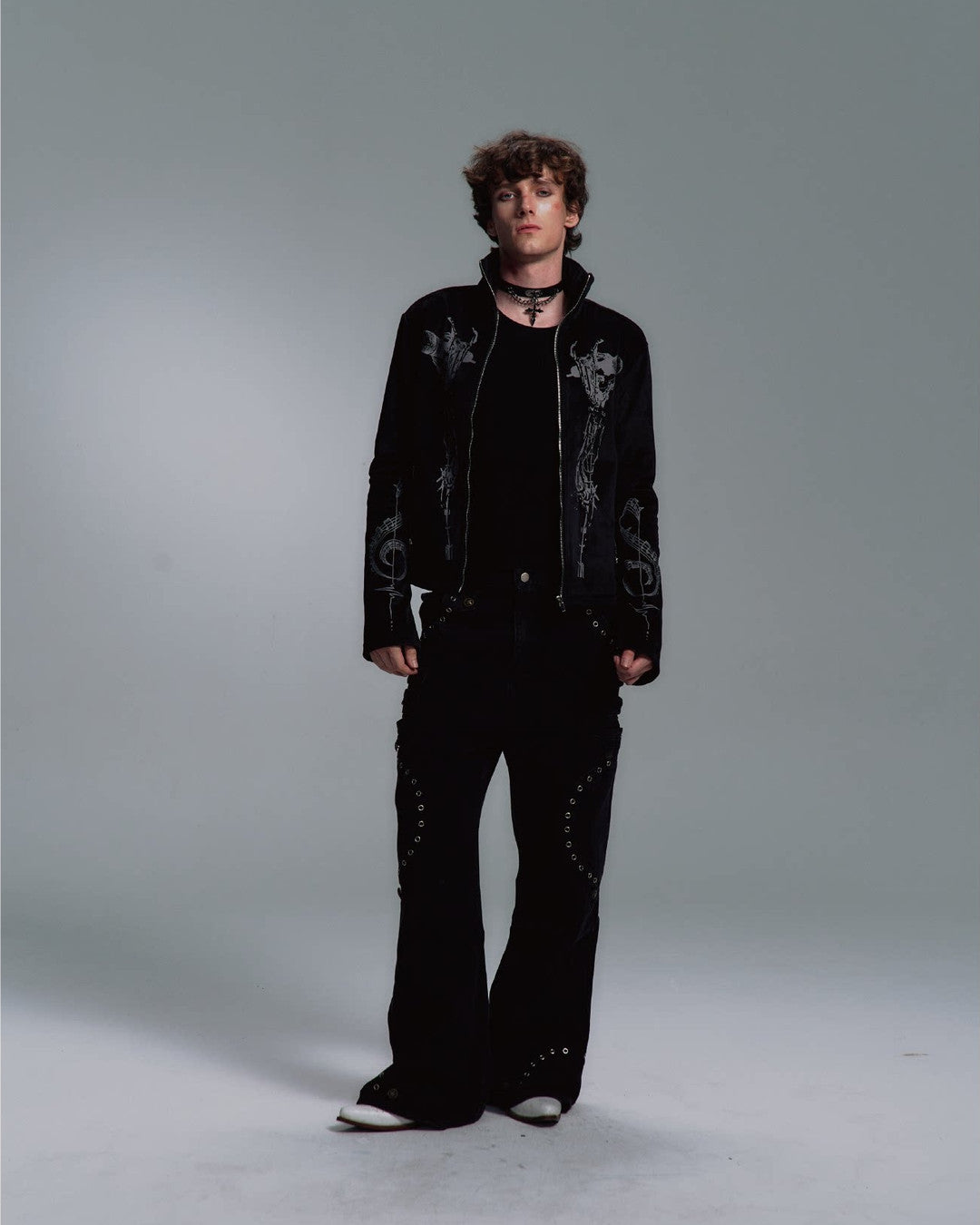 PAIKI | Skeleton Singer Flared-Cuff Zip Jacket styled product image 09