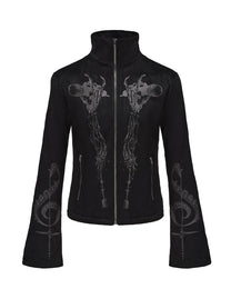 PAIKI | Skeleton Singer Flared-Cuff Zip Jacket - Black product image