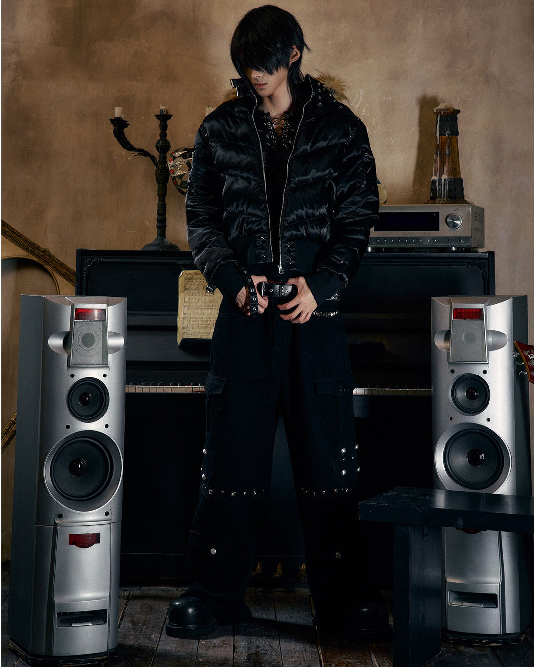 PAIKI | Oversized Hood Cropped Puffer Jacket styled product image 01
