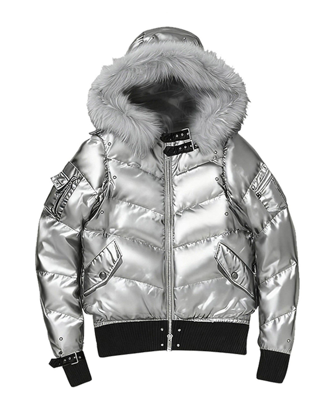 PAIKI | Oversized Hood Cropped Puffer Jacket - Silver product image